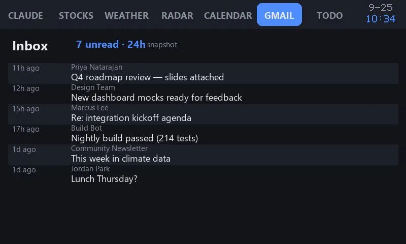 Inbox tab (demo data)