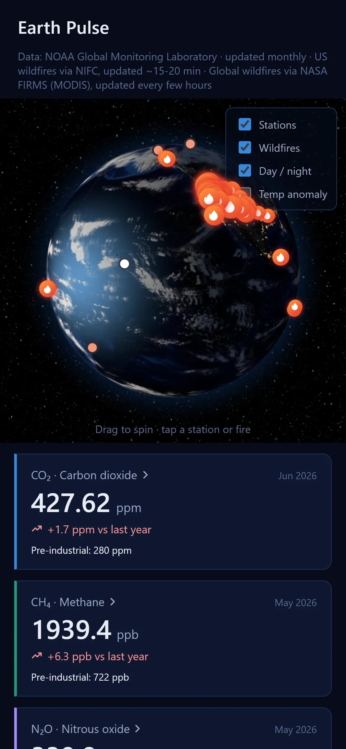 EarthPulse on a phone